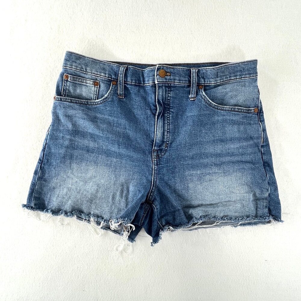 SOLD MADEWELL Womens Size 32 High Rise Denim Jean Shorts Magic Pockets - Picture 1 of 16